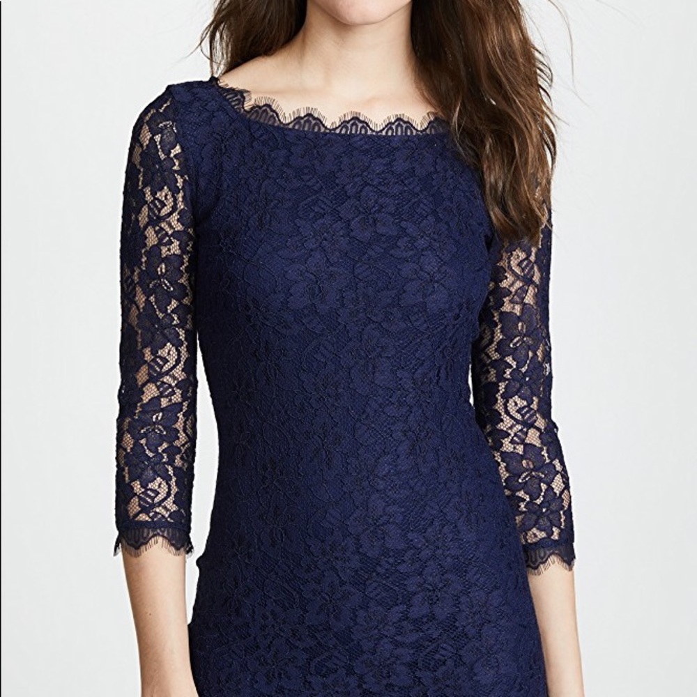 DVF Zarita Navy Lace Mini Dress